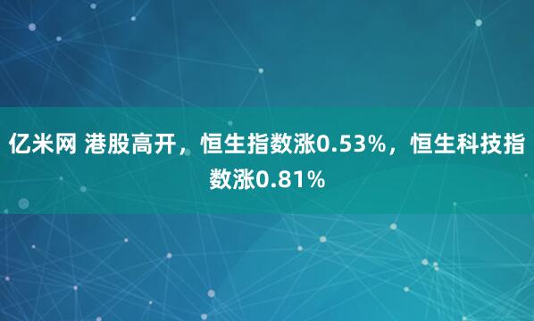 亿米网 港股高开，恒生指数涨0.53%，恒生科技指数涨0.81%